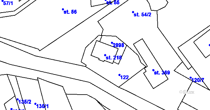 Parcela st. 218 v KÚ Sehradice, Katastrální mapa