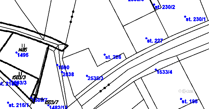 Parcela st. 226 v KÚ Sehradice, Katastrální mapa