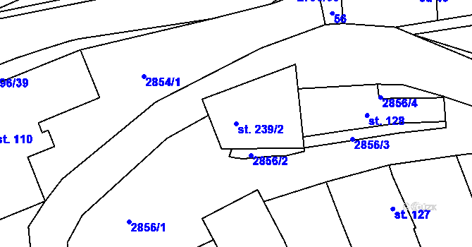 Parcela st. 239/2 v KÚ Sehradice, Katastrální mapa