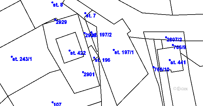 Parcela st. 243/3 v KÚ Sehradice, Katastrální mapa