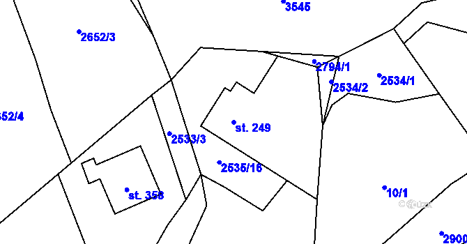 Parcela st. 249 v KÚ Sehradice, Katastrální mapa