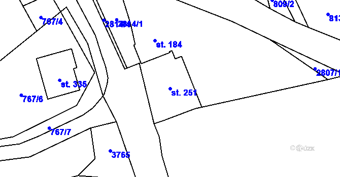 Parcela st. 251 v KÚ Sehradice, Katastrální mapa