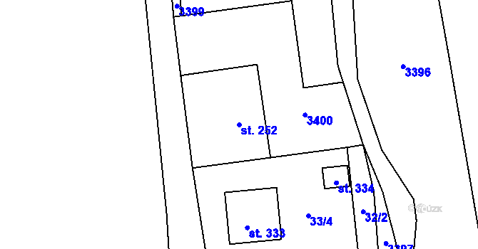 Parcela st. 252 v KÚ Sehradice, Katastrální mapa