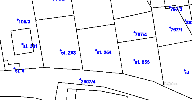 Parcela st. 254 v KÚ Sehradice, Katastrální mapa