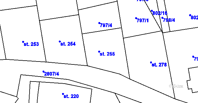 Parcela st. 255 v KÚ Sehradice, Katastrální mapa