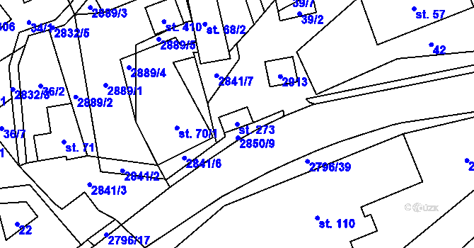 Parcela st. 273 v KÚ Sehradice, Katastrální mapa