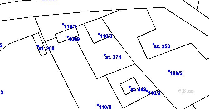 Parcela st. 274 v KÚ Sehradice, Katastrální mapa