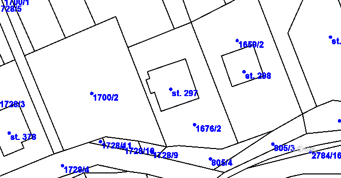 Parcela st. 297 v KÚ Sehradice, Katastrální mapa