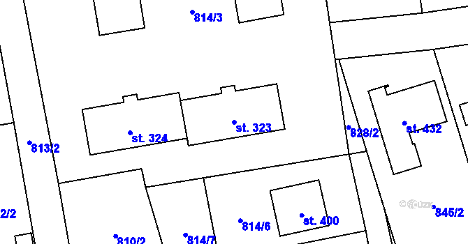 Parcela st. 323 v KÚ Sehradice, Katastrální mapa