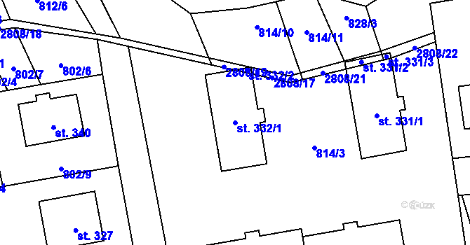 Parcela st. 332/1 v KÚ Sehradice, Katastrální mapa
