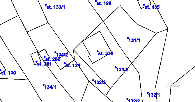 Parcela st. 338 v KÚ Sehradice, Katastrální mapa