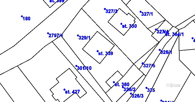 Parcela st. 339 v KÚ Sehradice, Katastrální mapa