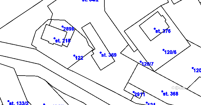 Parcela st. 369 v KÚ Sehradice, Katastrální mapa