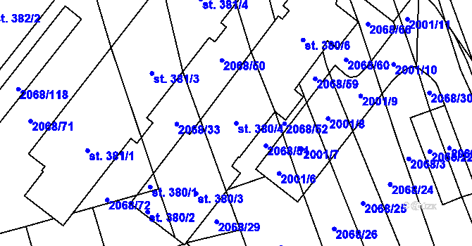 Parcela st. 380/4 v KÚ Sehradice, Katastrální mapa