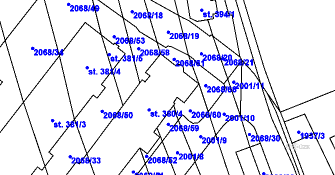 Parcela st. 380/6 v KÚ Sehradice, Katastrální mapa