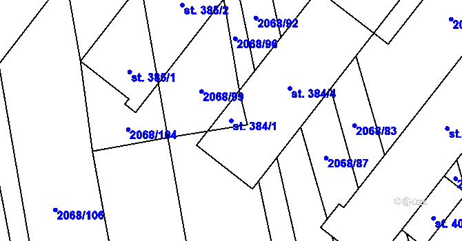 Parcela st. 384/1 v KÚ Sehradice, Katastrální mapa