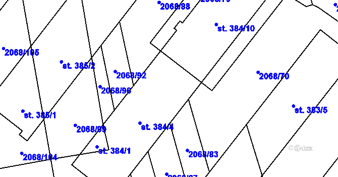 Parcela st. 384/4 v KÚ Sehradice, Katastrální mapa