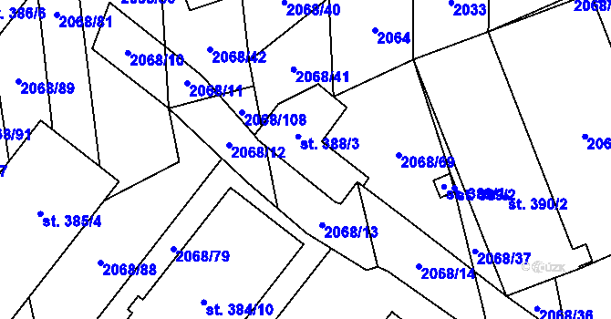 Parcela st. 388/1 v KÚ Sehradice, Katastrální mapa