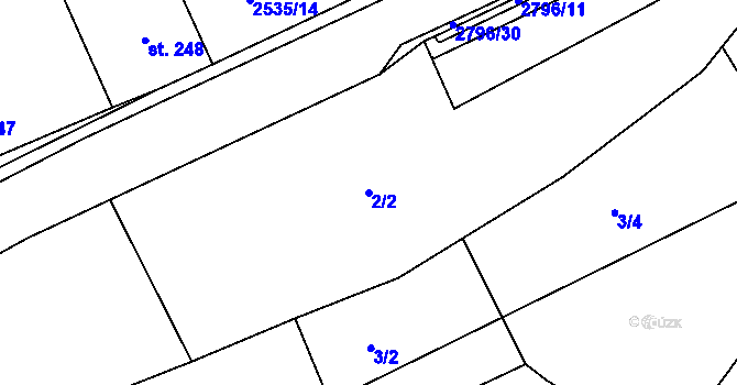 Parcela st. 2/2 v KÚ Sehradice, Katastrální mapa