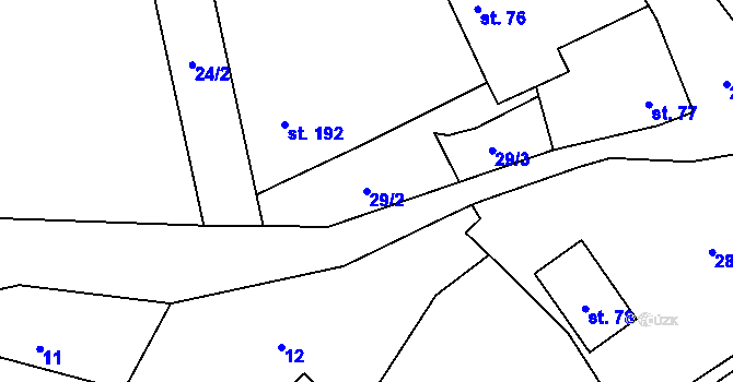 Parcela st. 29/2 v KÚ Sehradice, Katastrální mapa