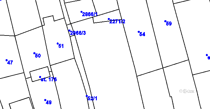Parcela st. 52/2 v KÚ Sehradice, Katastrální mapa