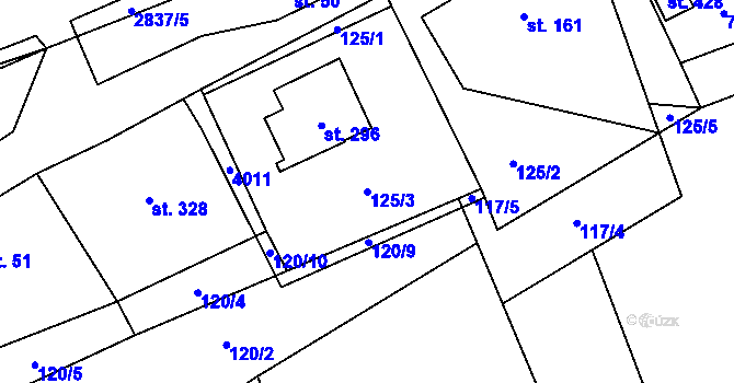 Parcela st. 125/3 v KÚ Sehradice, Katastrální mapa