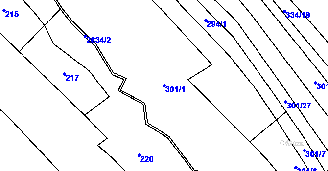 Parcela st. 301/1 v KÚ Sehradice, Katastrální mapa