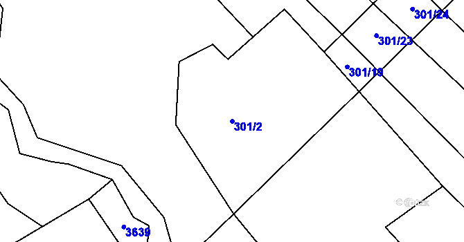 Parcela st. 301/2 v KÚ Sehradice, Katastrální mapa