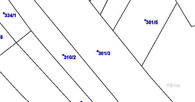 Parcela st. 301/3 v KÚ Sehradice, Katastrální mapa