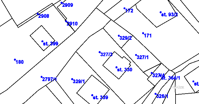 Parcela st. 327/3 v KÚ Sehradice, Katastrální mapa