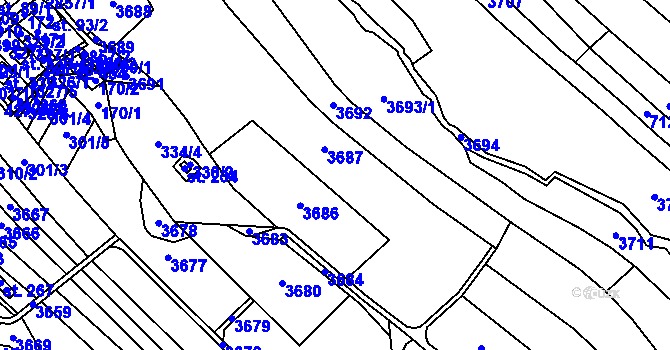 Parcela st. 654/1 v KÚ Sehradice, Katastrální mapa