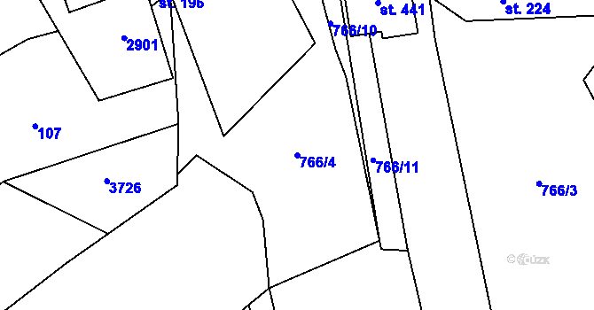 Parcela st. 766/4 v KÚ Sehradice, Katastrální mapa