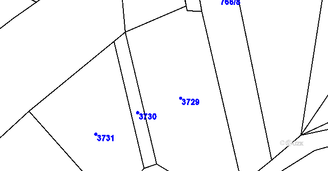 Parcela st. 766/5 v KÚ Sehradice, Katastrální mapa