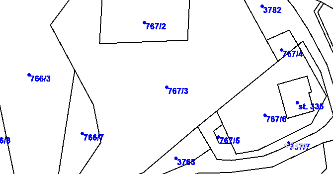 Parcela st. 767/3 v KÚ Sehradice, Katastrální mapa