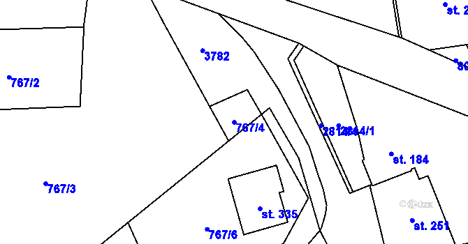 Parcela st. 767/4 v KÚ Sehradice, Katastrální mapa