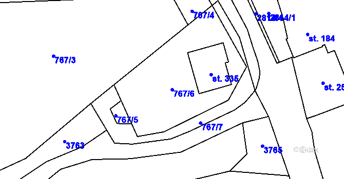 Parcela st. 767/6 v KÚ Sehradice, Katastrální mapa