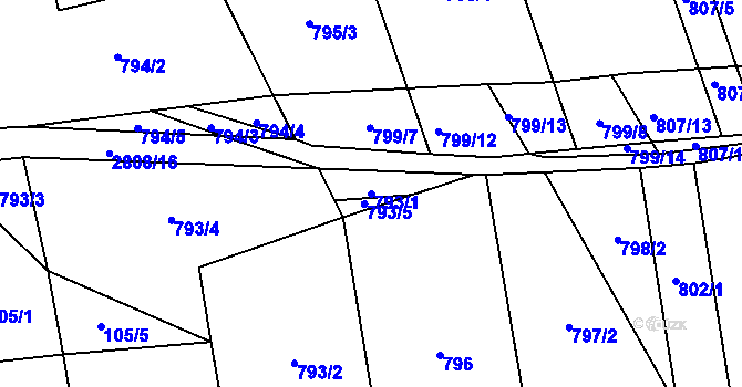 Parcela st. 793/1 v KÚ Sehradice, Katastrální mapa