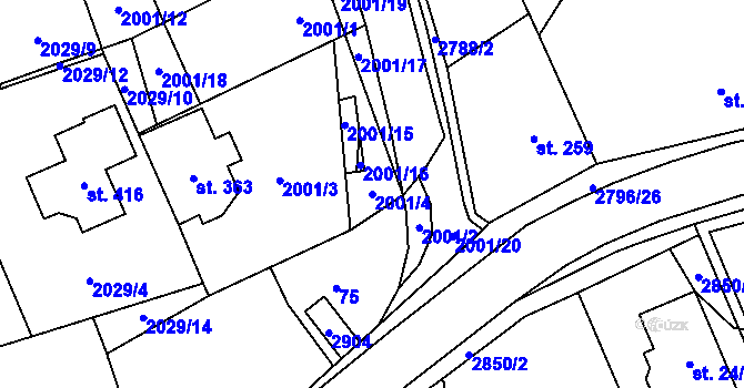 Parcela st. 2001/4 v KÚ Sehradice, Katastrální mapa