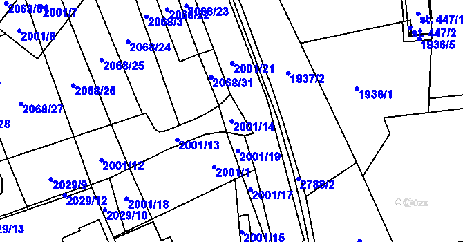 Parcela st. 2001/14 v KÚ Sehradice, Katastrální mapa