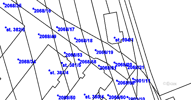 Parcela st. 2068/19 v KÚ Sehradice, Katastrální mapa