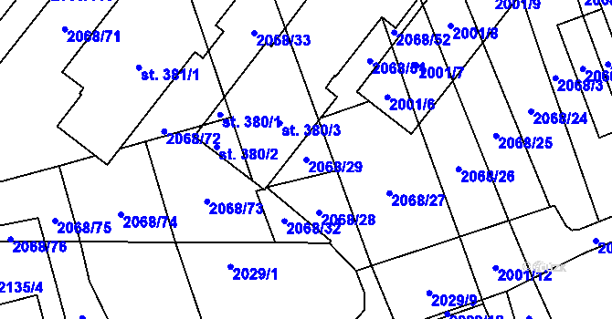 Parcela st. 2068/29 v KÚ Sehradice, Katastrální mapa
