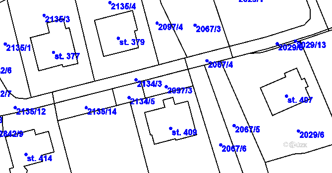 Parcela st. 2097/3 v KÚ Sehradice, Katastrální mapa