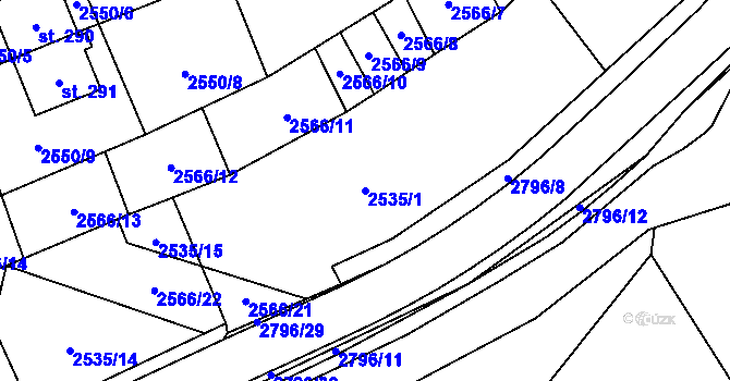 Parcela st. 2535/1 v KÚ Sehradice, Katastrální mapa