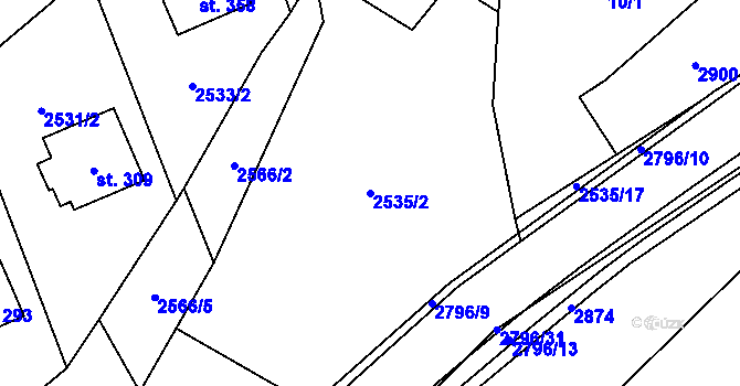 Parcela st. 2535/2 v KÚ Sehradice, Katastrální mapa