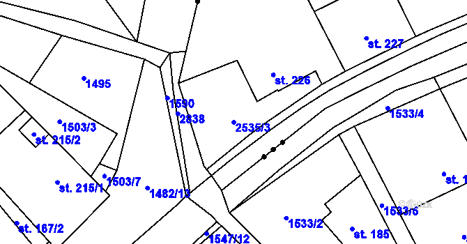 Parcela st. 2535/3 v KÚ Sehradice, Katastrální mapa