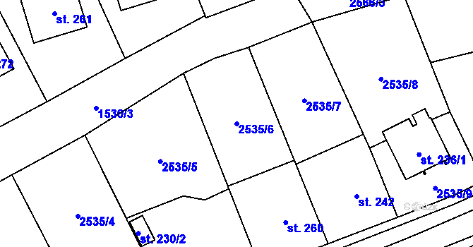 Parcela st. 2535/6 v KÚ Sehradice, Katastrální mapa