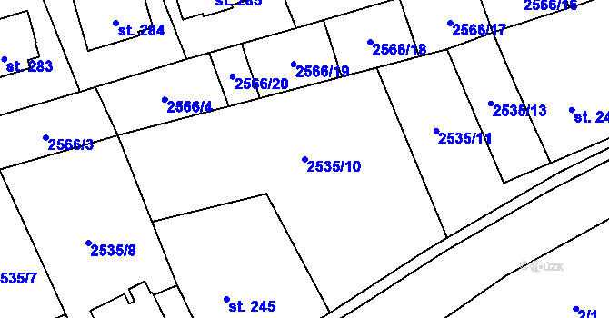 Parcela st. 2535/10 v KÚ Sehradice, Katastrální mapa