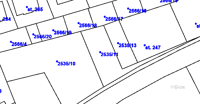 Parcela st. 2535/11 v KÚ Sehradice, Katastrální mapa