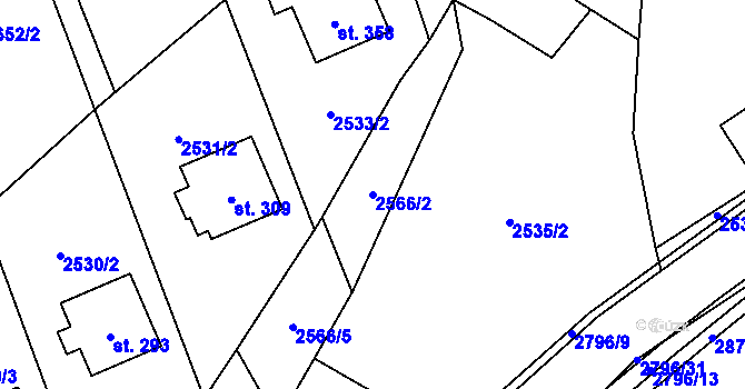 Parcela st. 2566/2 v KÚ Sehradice, Katastrální mapa
