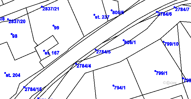 Parcela st. 2784/5 v KÚ Sehradice, Katastrální mapa